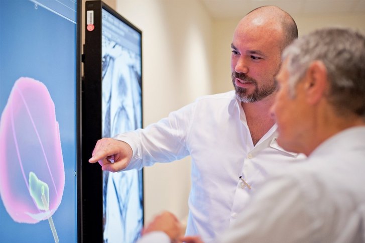 What happens during prostate palpation?